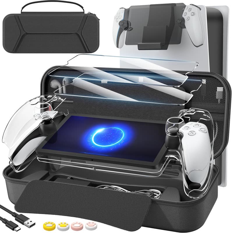 daydayup Kit d'accessoires 14 en 1 Compatible avec Playstation Portal Remote Player, étui de Transport et Porte-Cintre avec 2 Fi