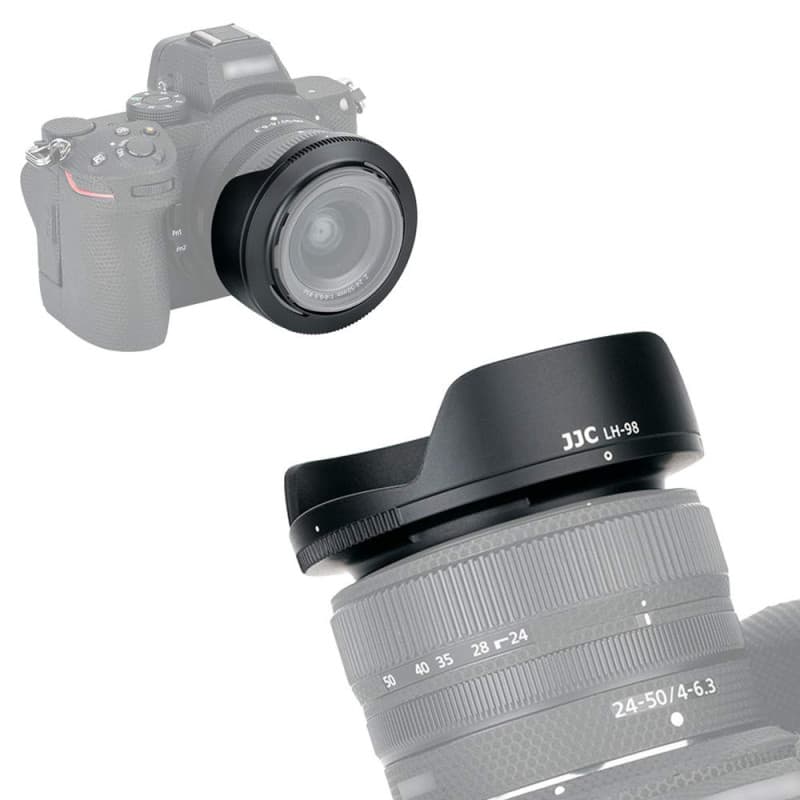 JJC HB98 Pare-Soleil pour Objectif NIKKOR Z 24-50mm f4-6.3 sur Appareil Photo Nik. Z5 Z50 Z6 Z6 II Z7 Z7 II, Pare-Soleil Réversi