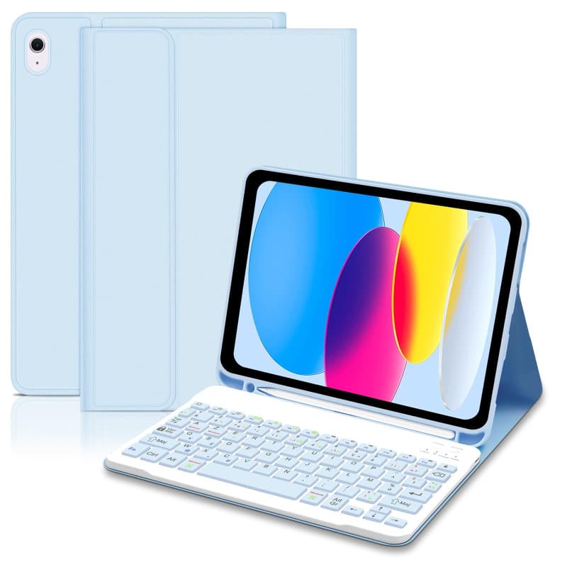 Lielax Coque Clavier pour iPad A16 11ème Génération 11 Pouces 2025/10ème Génération 10.9 Pouces 2022, AZERTY Layout Clavier Étui