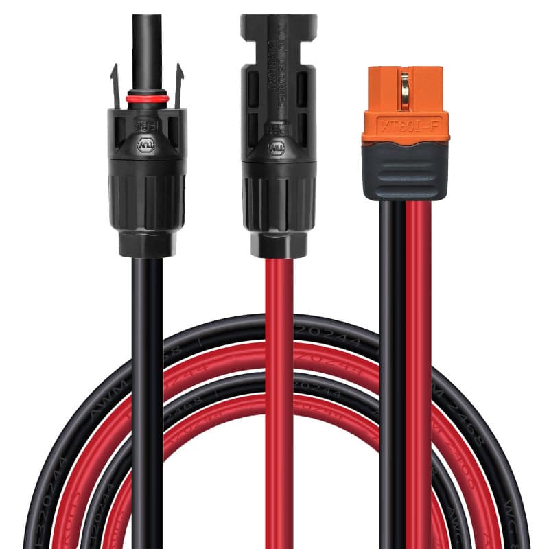 ZkeeShop Câble de charge solaire Connecteur solaire vers XT60i Adaptateur Connecteur de panneau solaire Câble 12AWG XT60i-F Comp