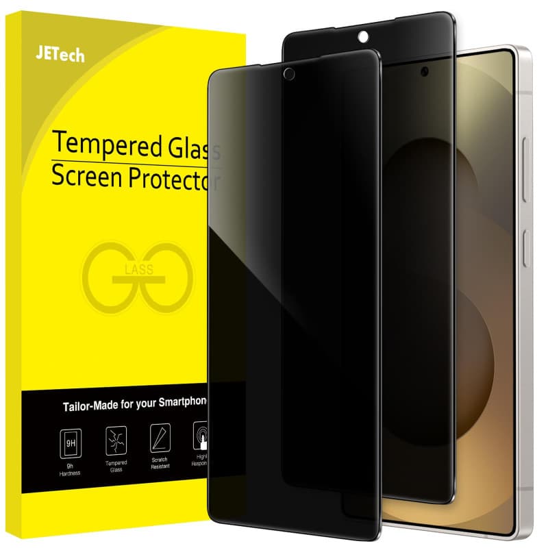 JETech Protection D'écran Anti-Espion pour Samsung Galaxy S25 Ultra 5G, Film Verre Trempé, Compatible ID d'Empreinte Digitale, L