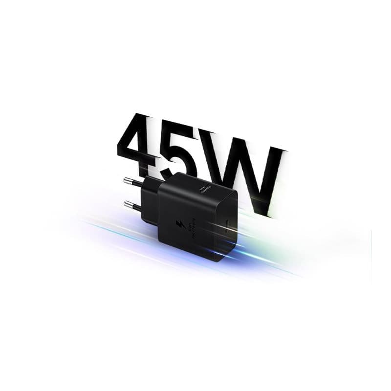 Samsung Chargeur USB C, Adaptateur Secteur 45W Ultra Rapide, Adaptateur USB C vers USB, Charge Rapide, Noir