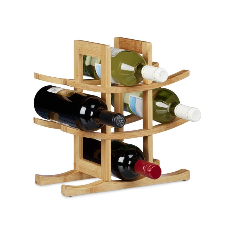 Relaxdays Porte-bouteilles de vin, 9 bouteilles, HLP: 30 x 30 x 14,5 cm, étagère à bouteille, casier à bouteille, nature