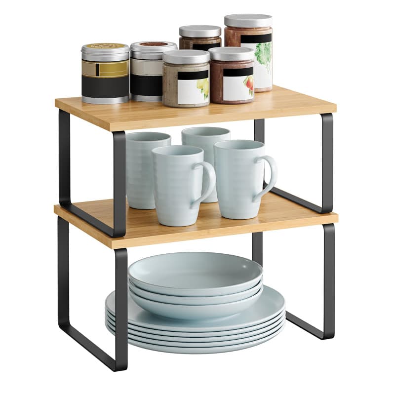 SONGMICS Étagère à Épices, Lot de 2, Organisateur de Placard, Étagère de Rangement de Cuisine Extensible, Porte-épices Empilable