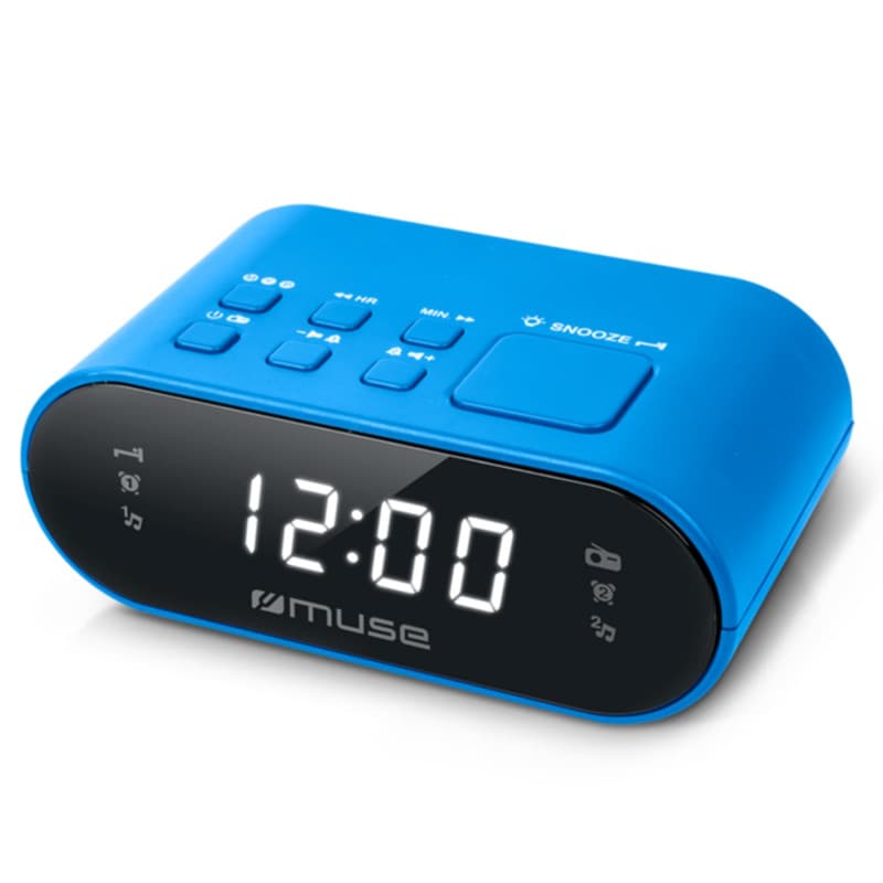 Muse M-10 BL Radio-réveil avec écran LED, 20 stations mémorisables Bleu