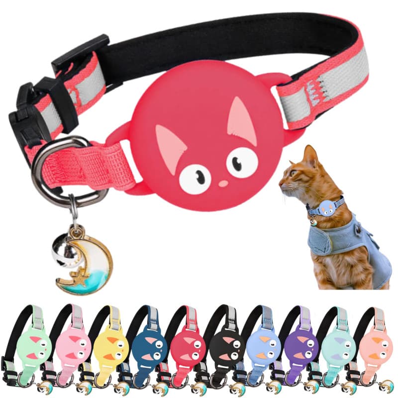 Kittytag Collier Chat avec Accessoire Compatible avec Airtag Apple,Réfléchissant et Lumineux GPS Chat avec Anti étranglement,Rég