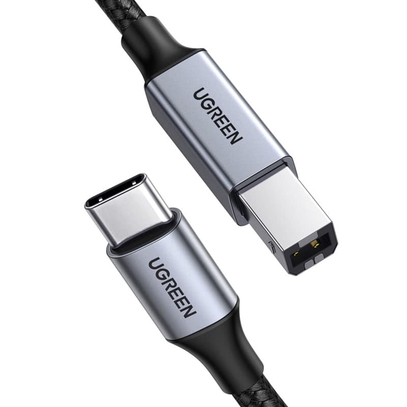 UGREEN Câble Scanner Imprimante Thunderbolt 3 Type C Mâle vers USB B Mâle Nylon Tressé Compatible avec MacBook Pro Air iPad Pro