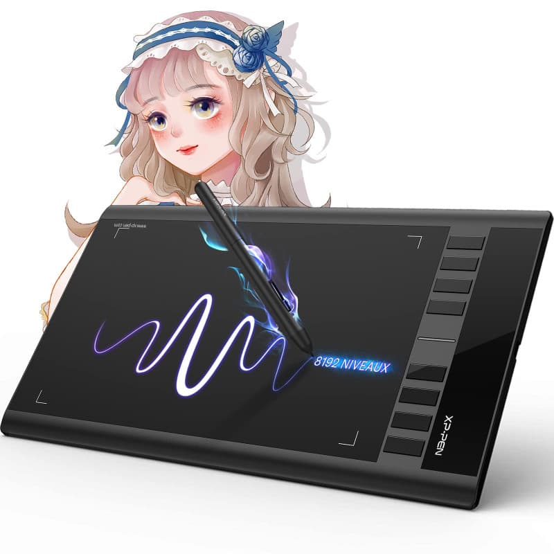 XP-PEN Star03V2 Tablette Graphique 12 Pouces avec Stylet Passif 8192 Niveaux et 8 Raccourcis Pallette Dessin Numérique - Compati