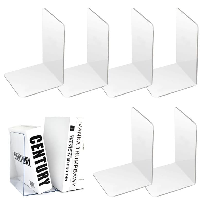 6 Pièces Acrylique Serre-Livres, Transparent Cale Livre, Réutilisable Serre-Livre, Serre Livre Transparent, Cale Livre Etagere C