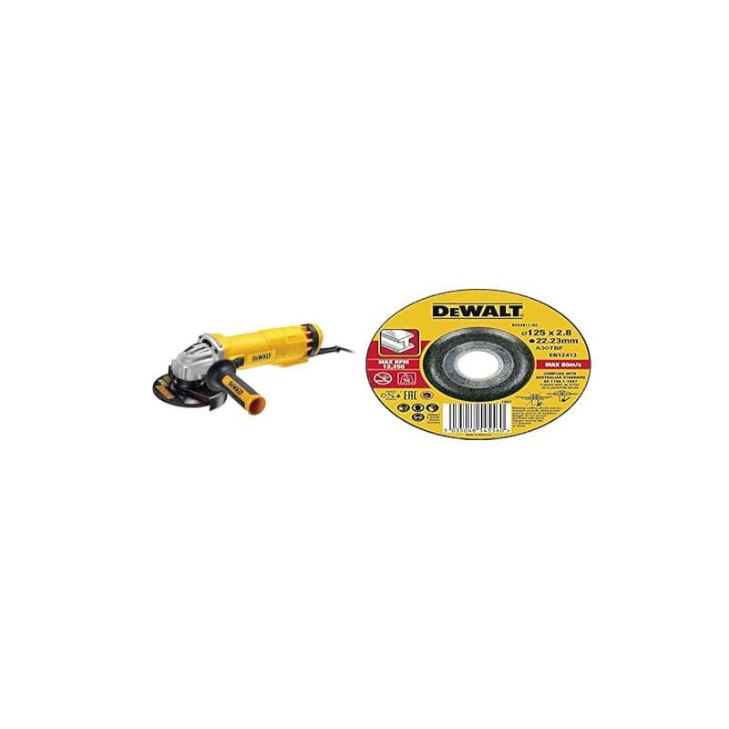DEWALT - Meuleuse d'Angle - DWE4237-QS - Meuleuse avec Protection Anti-Redémarrage - Lame Ø125mm - Régime à Vide 11500 tr/min -