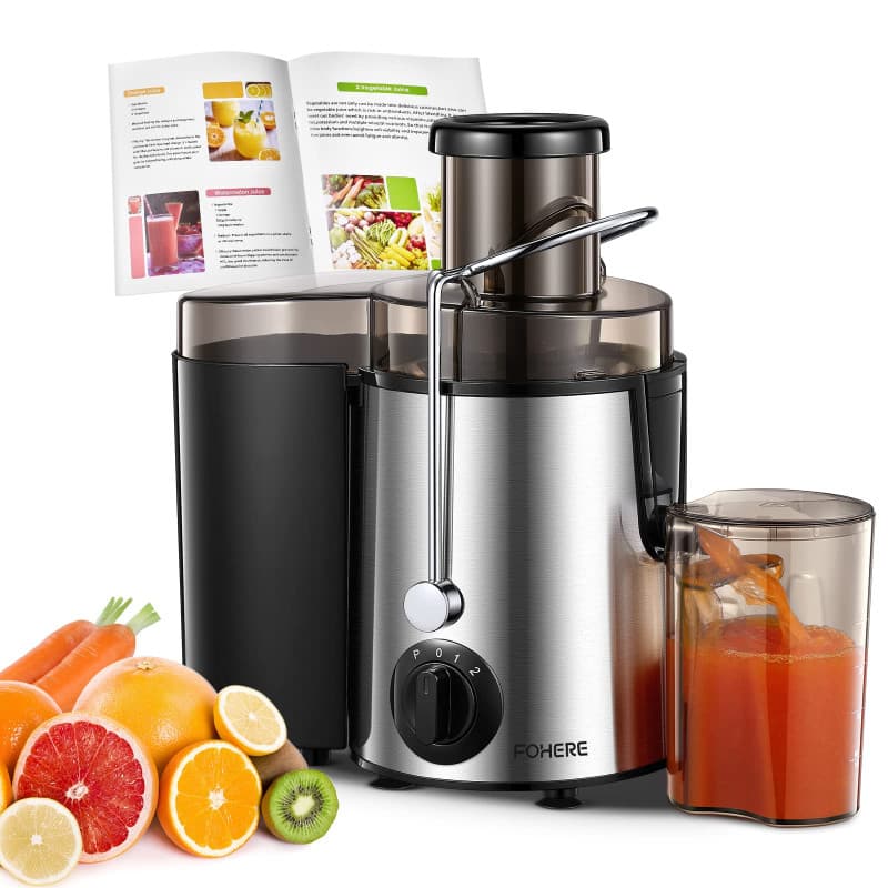 FOHERE Centrifugeuse Extracteur de Jus, Puissance Maximale 800W Centrifugeuse Fruits et Legumes à 3 Vitesses, Bec Anti-goutte, G