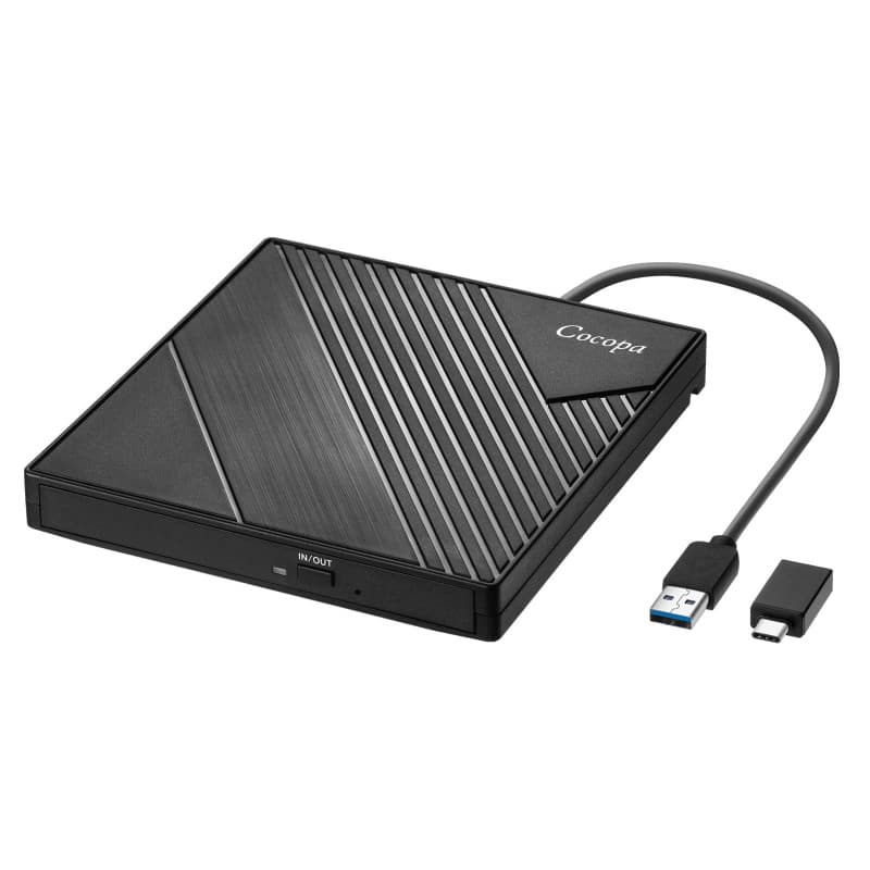 Cocopa Lecteur DVD Externe USB 3.0 Type C, Lecteur Graveur CD DVD Externe USB C Laptop Mac, Enregistreur Portable RW/ROM Transmi