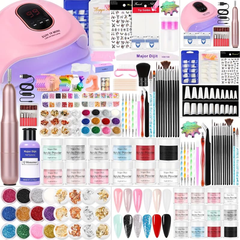 Kit Ongle Acrylique Complet En Gel Avec Lampe Uv 36w,Fraises à électriques,Poudre Acrylique Pour, Beaucoup de décoration manucur