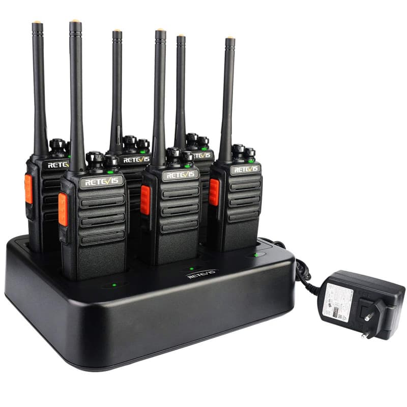 Retevis RT24 Talkie Walkie, Rechargeable Talkies-Walkies avec Chargeur à Six Voie, PMR446 sans Licence 16 Canaux CTCSS/DCS, Talk