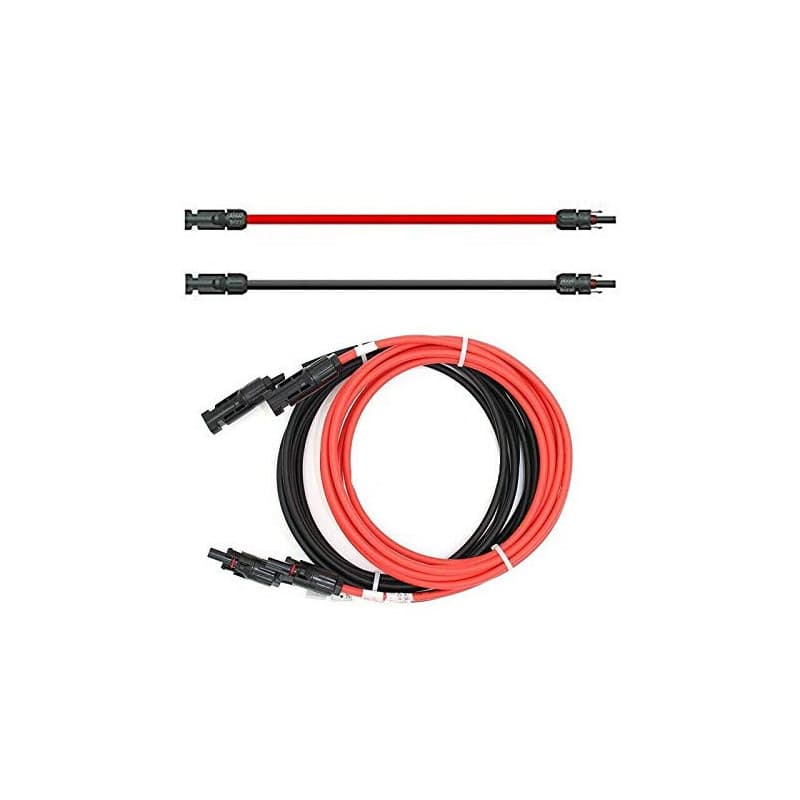 Rallonge de câble Solaire des Deux côtés Rouge/Noir 4 mm² avec fiche 2 x 1 m