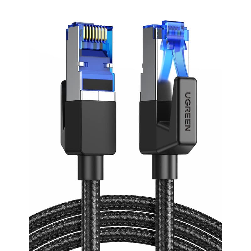 UGREEN Cat 8 Câble Ethernet Réseau RJ45 Super Débit 40Gbps 2000MHz Nylon Tressé Double Blindage Compatible avec Routeur Switch M