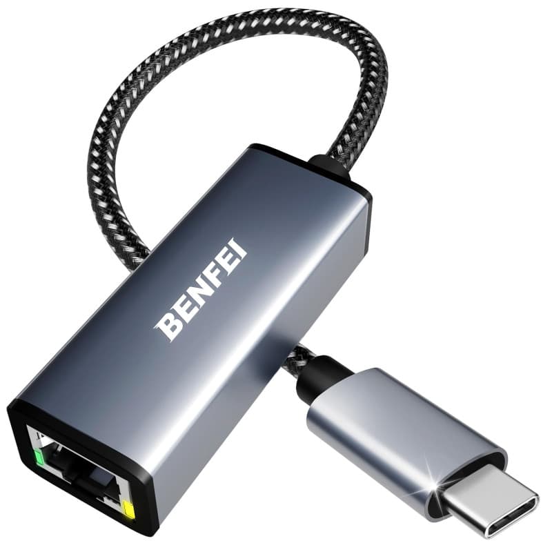 BENFEI Adaptateur USB-C vers Ethernet, USB Type-C (Thunderbolt 3) vers RJ45 LAN Compatible pour MacBook Pro 2019/2018/2017, MacB
