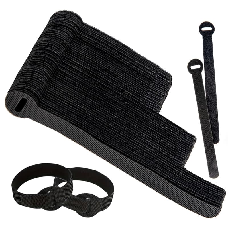 Armiz Lot de 120 multi-tailles attaches de câble réutilisables noires réglables et libérables pour la gestion des câbles de PC,