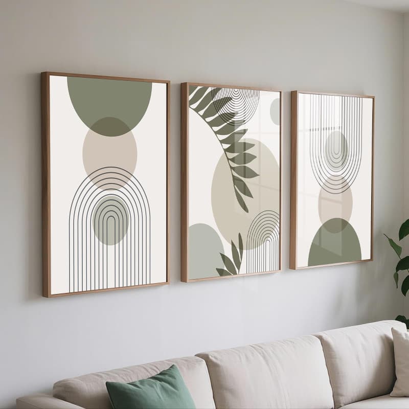 PWAAHDC Lot de 3 Tableau Décoration Murale Vert Sauge 40x60 cm – Affiche Moderne Sans Cadre pour Salon, Chambre, Salle de Bain –