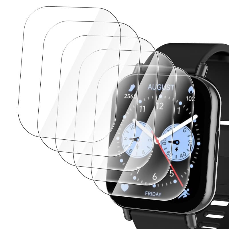 Simpeak 5-Pack Protection d'Ecran Compatible pour Xiaomi Redmi Watch 5 Lite Film de Protection en Verre Trempé Dureté 9H, Anti-R