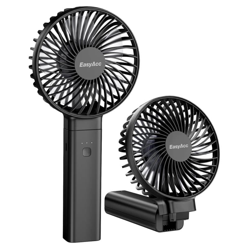 EasyAcc Ventilateur USB Portable Ventilateur à Main Petit Rechargeable 3-13 Heures D'utilisation 4 Vitesse Ventilateur de Table