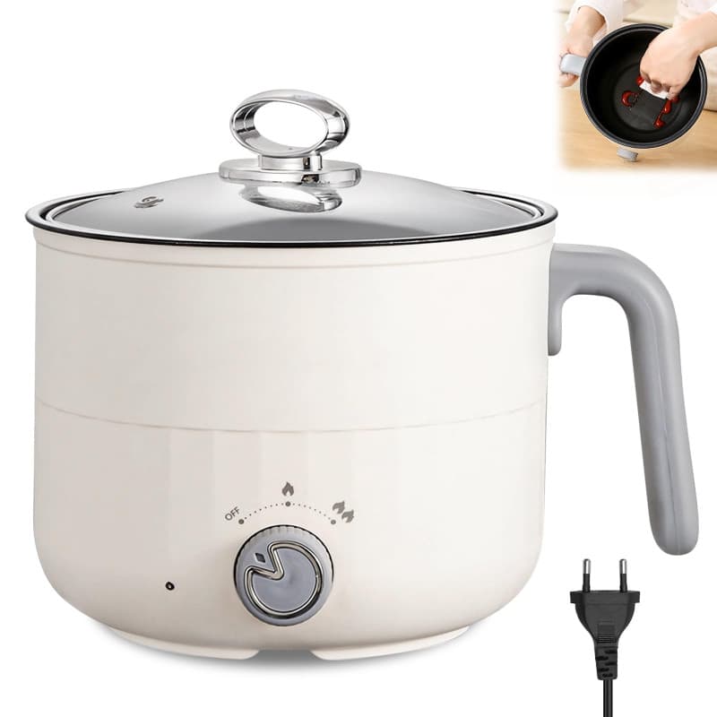 Casserole électrique, 1,8 l, avec mini poêle électrique antiadhésive, pour la maison, le bureau, le dortoir, double contrôle du
