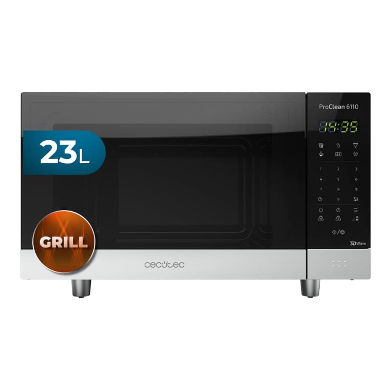 Cecotec ProClean 6010 - Micro-ondes Numérique ProClean 6010 avec revêtement Ready2Clean, Technologie 3DWave, 800 W, 23 l, Design