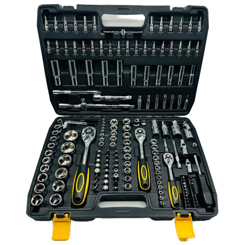 Nemura Coffret cles et douilles de 172 pcs - coffret cliquet 1/4",1/8" et 1/2" - Réversible avec Verrouillage - Chrome Vanadium