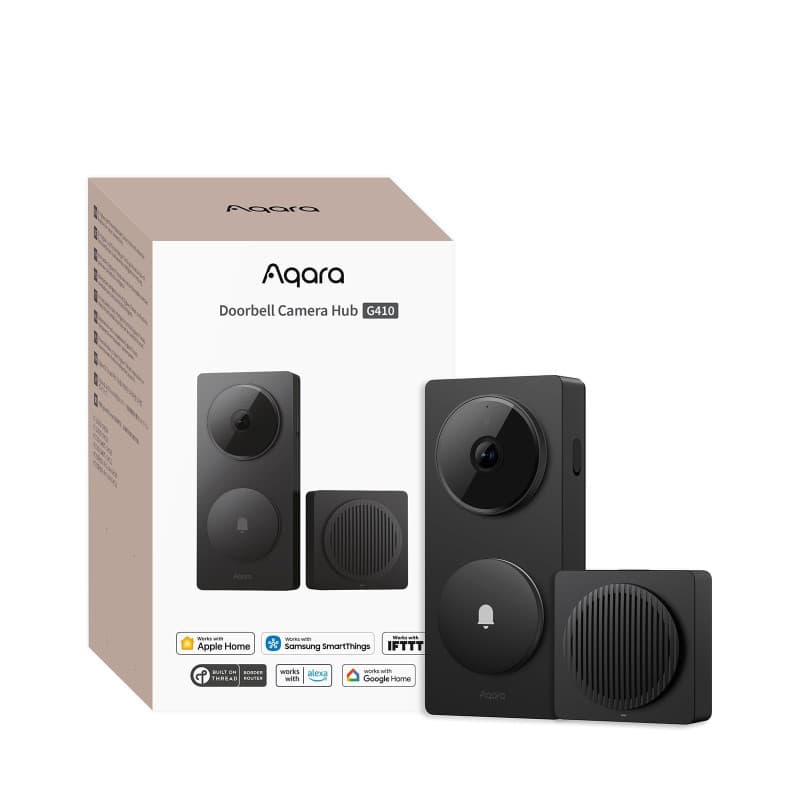 Aqara 2K Sonnette Video Hub G410 avec Carillon, HomeKit Secure Video, Hub Matter Intégré, Wi-FI 2,4G/5GHz, Zigbee et Thread, 4:3