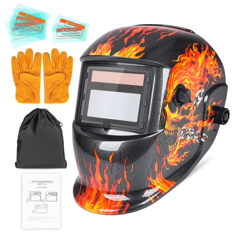 SIMDUUM Masque de Soudeur, Masque de Soudage Automatique Alimenté par l'énergie Solaire, True Color Grande Visibilité Auto Darke