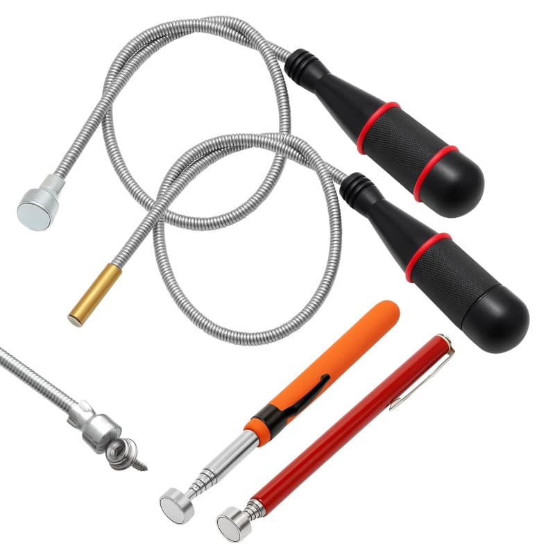 MAIXINNEW 4 Pièces Tige Magnétique Aimantée, Aimant Mécanique Flexible Long, Outil de Ramassage Aimanté Télescopable pour Récupé