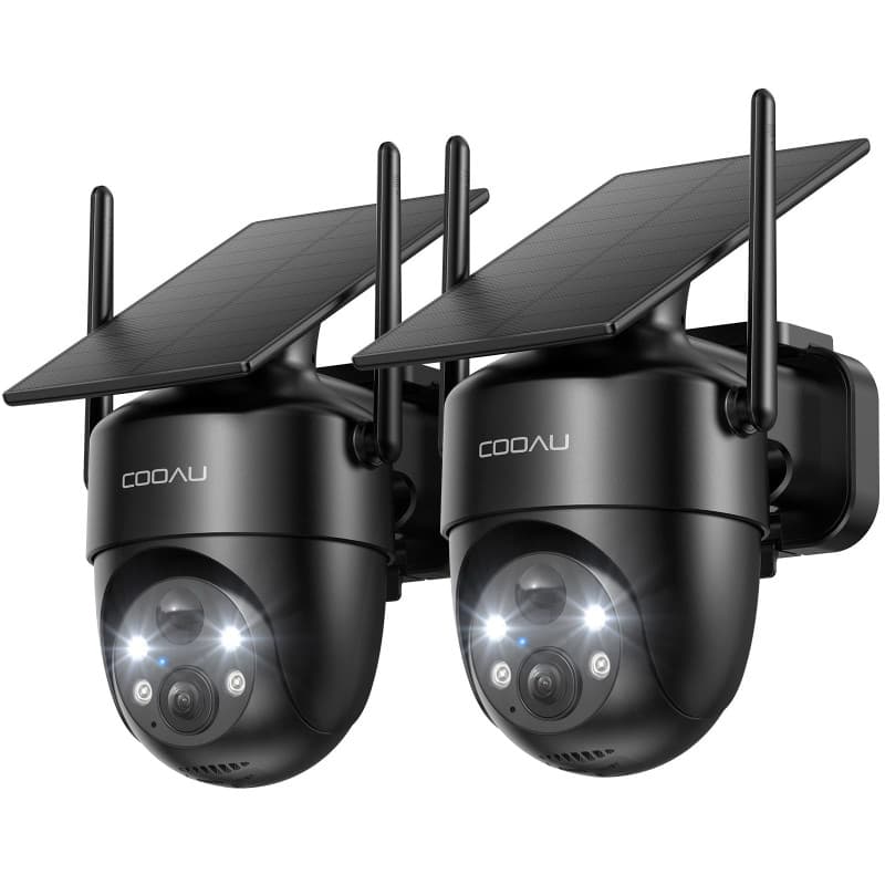 COOAU 2K Camera Surveillance WiFi Exterieure sans Fil | Caméra Solaire 3MP 360° PTZ, Wi-FI 6, Recharge Basse Luminosité, Détecti