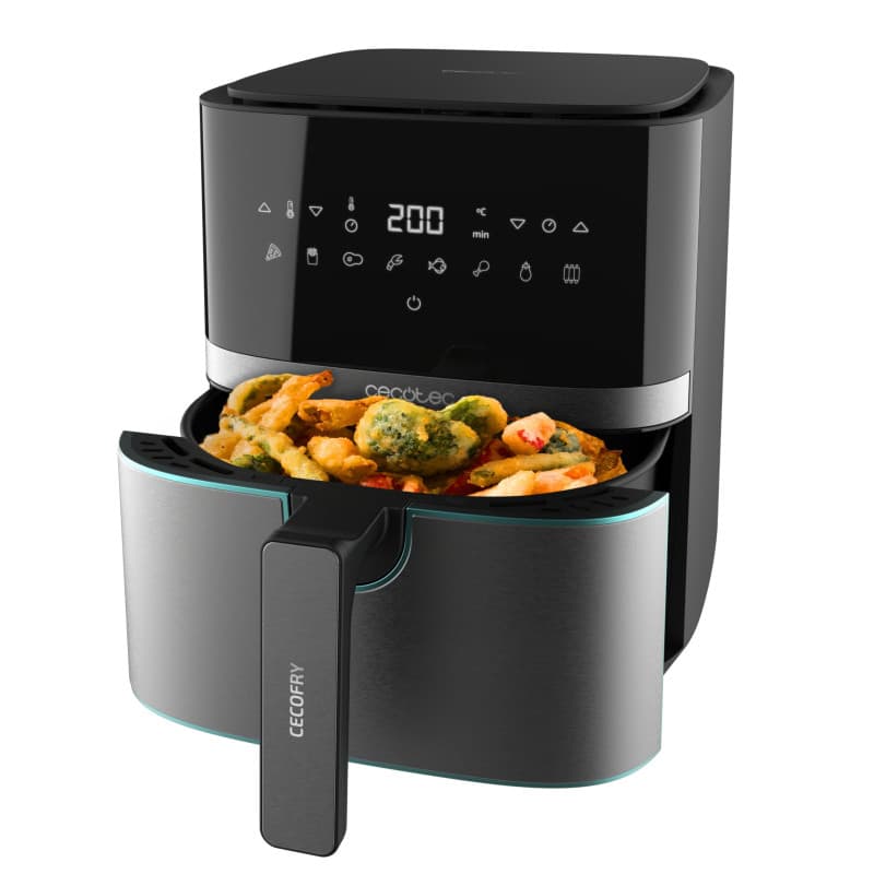 Cecotec Friteuse sans Huile 5,5 L Cecofry Full InoxBlack Pro 5500. 1600 W, Diététique, Numérique avec Finitions en Acier inoxyda