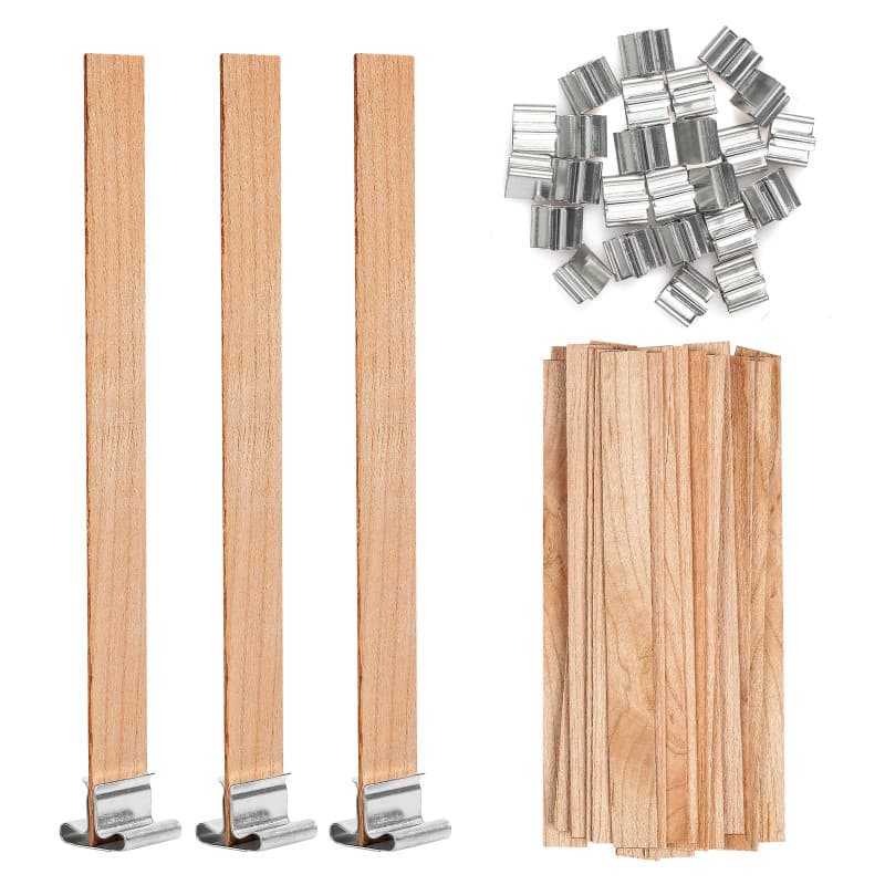 VABNEER Mèche en Bois de Bougie avec Support de Fer pour la Fabrication Artisanale de Bricolage Fabrication de Bougies 13 x 130m