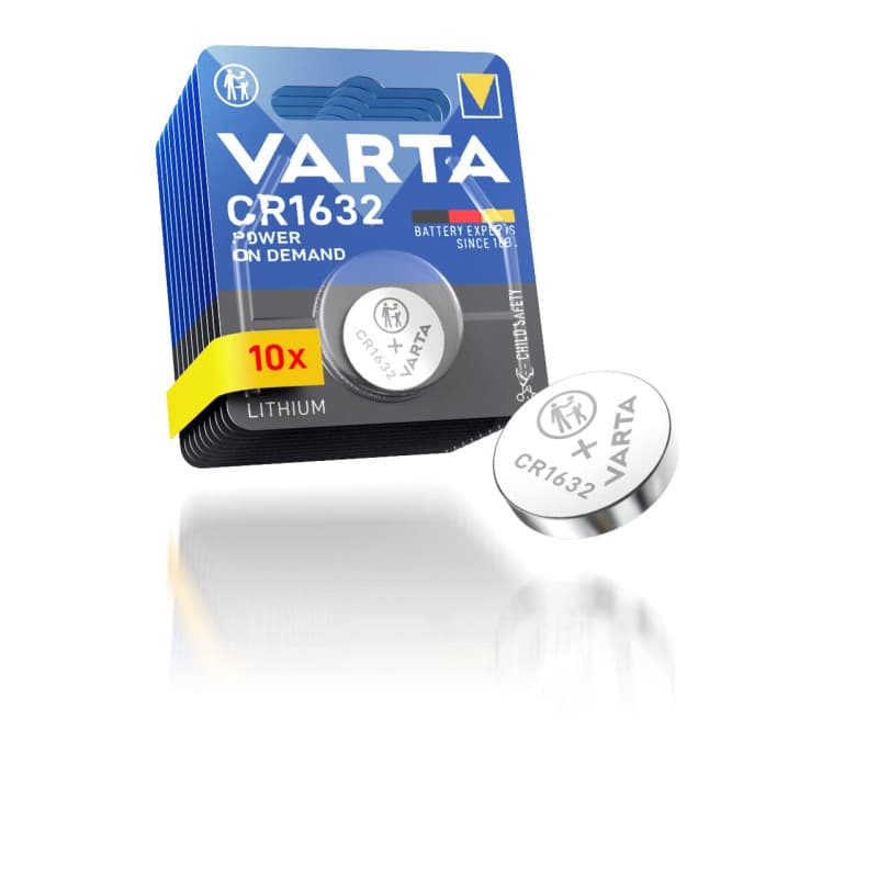VARTA Piles Bouton CR1632, lot de 10, Power on Demand, Lithium, 3V, emballage sécurisé pour les enfants, pour les appareils Smar