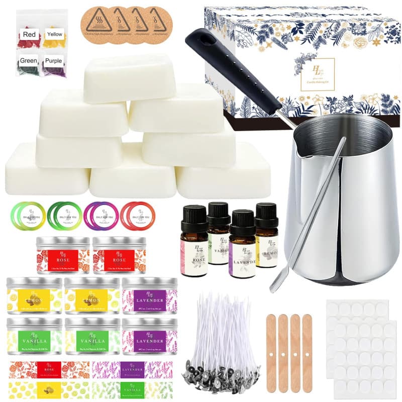 ETUOLIFE Kit de Fabrication de Bougies, Cire de Soja pour Bougies Naturelle,Kit De Bougies Parfumées,Fabrication de Bougies Mais