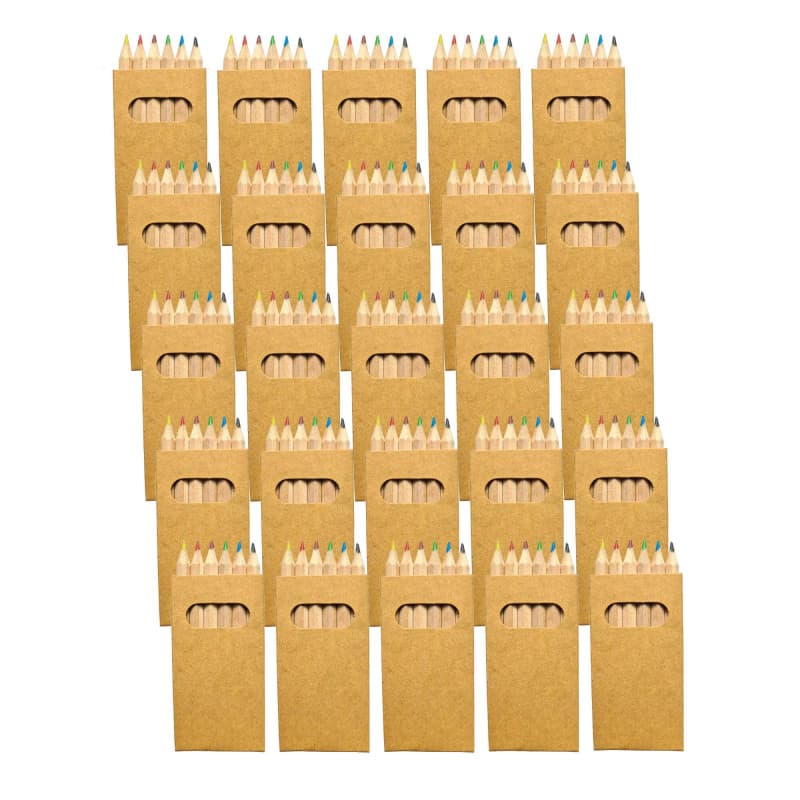 Lot de 100 étuis de crayons de couleur avec 6 crayons de couleur chacun, petit cadeau pour enfants contre l’ennui, petit cadeau