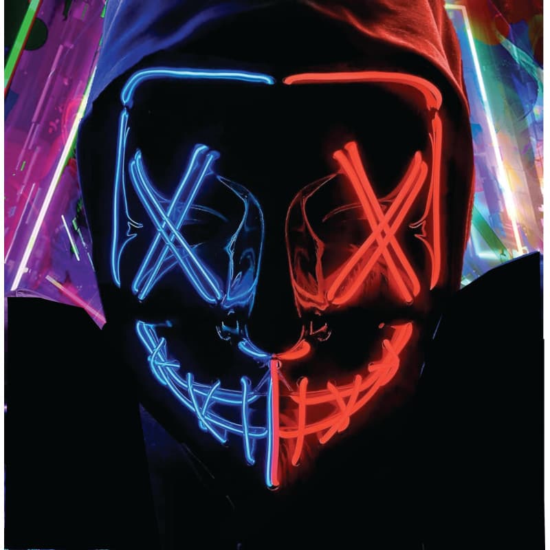 TK Gruppe Timo Klingler Masque d'horreur à LED - comme de Purge avec effets de lumière 3X, contrôlables, pour Halloween, Mardi G