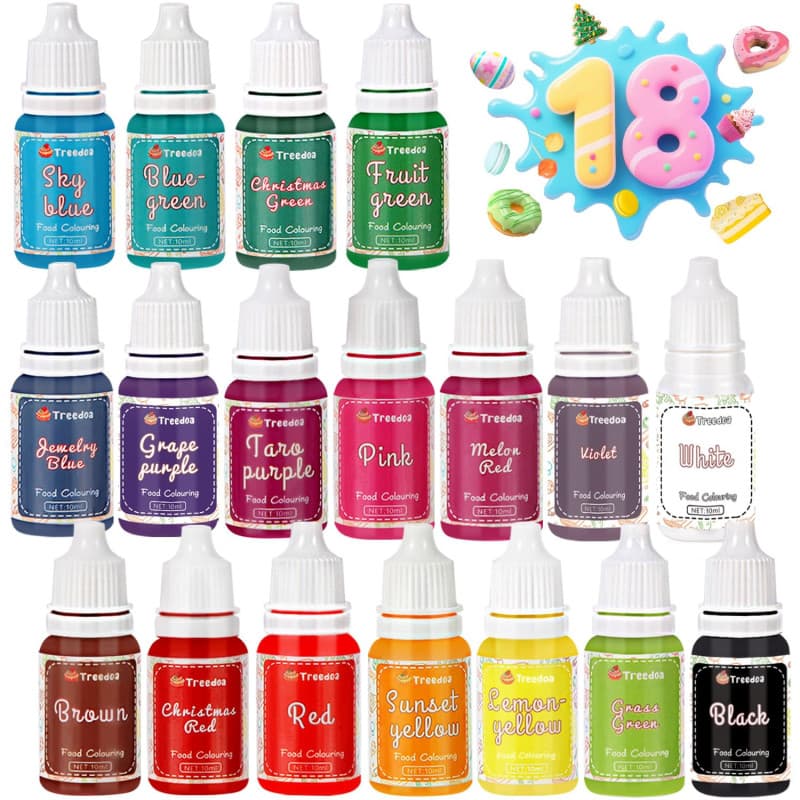 Colorant Alimentaire 18 Colorants x 10ML,Colorants Alimentaires Liquide Haute Concentré Nourriture Dye pour Décoration de Gâteau