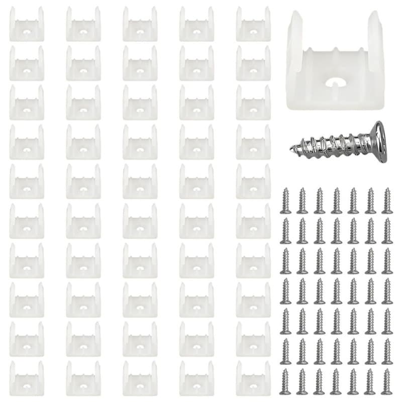 COYUN 50 Pièces Fixation Ruban LED, LED Néon Montage Clips Support Montage, Support pour Bandes, Inclure Vis pour 12mm à 14mm Si