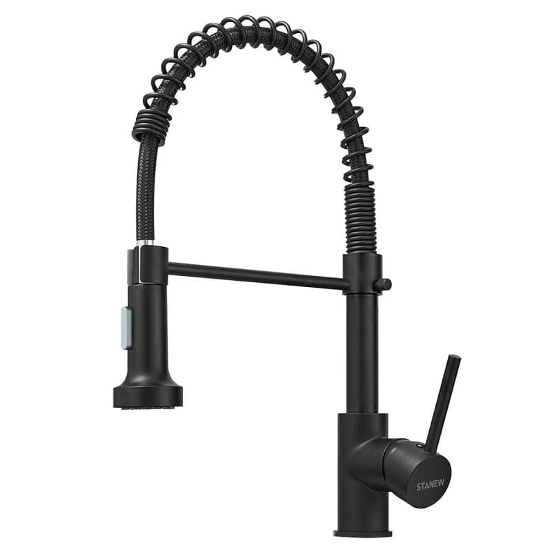 STANEW Robinet Cuisine,Mitigeur Cuisine avec Douchette Extractible Pivotant à 360,Double Mode de Pulvérisation(Noir)