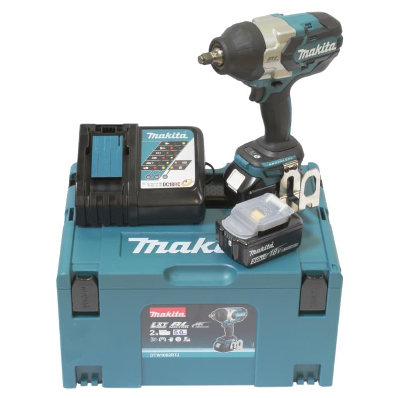 Boulonneuse à Chocs Brushless 1000Nm + 2 batteries 18V 5Ah Li-Ion + Coffret Makpac