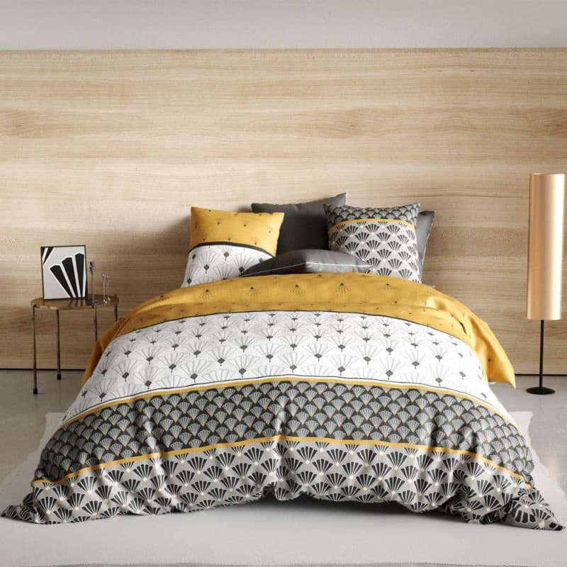 Parure de lit 240x260 cm Coton 57 Fils - Parure de Couette 3 pièces Lea