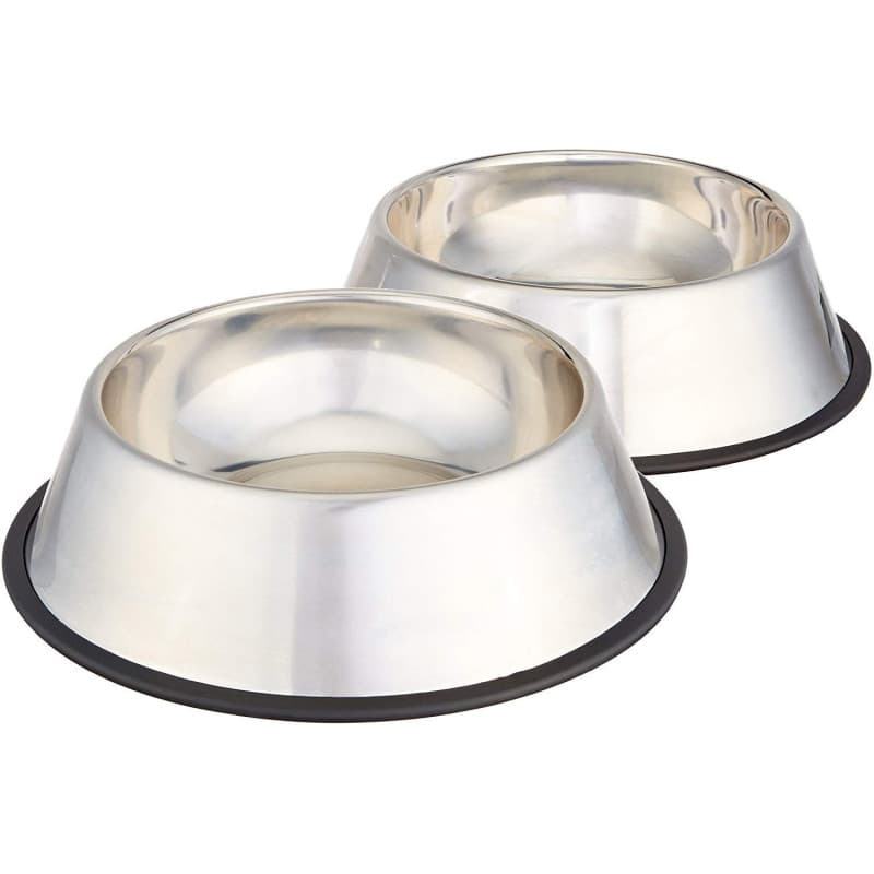 Amazon Basics Comedero para perro (acero inoxidable, 2 comederos), Plateado, Lot de 2