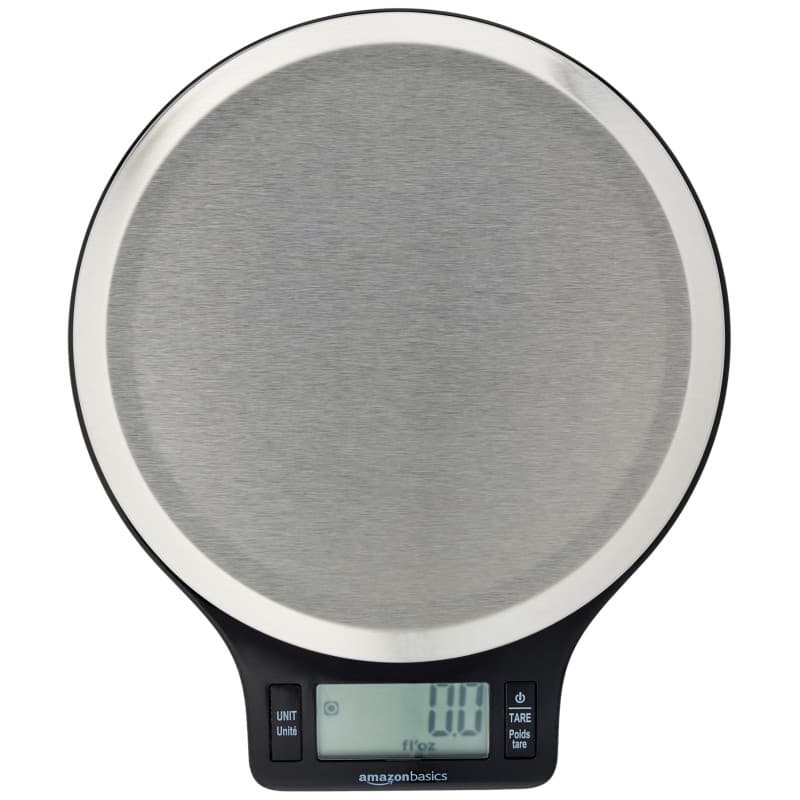 Amazon Basics Balance de cuisine numérique, sans bisphénol A, en acier inoxydable avec affichage LCD (piles fournies), Noir
