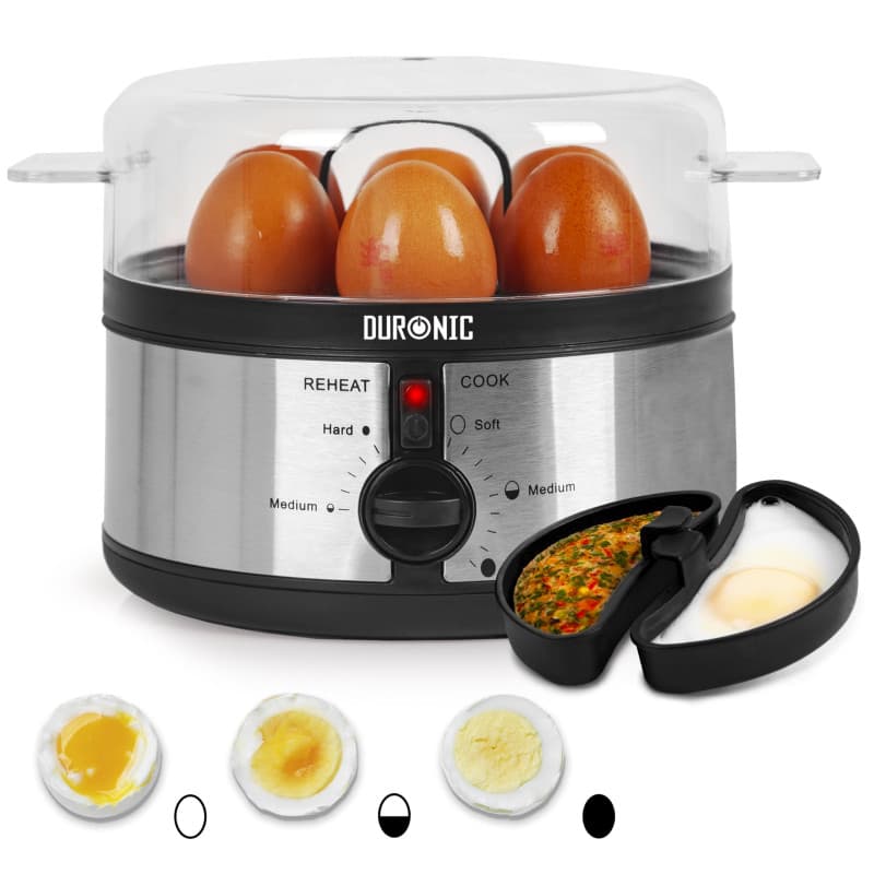 Duronic EB35 BK Cuiseur à oeufs 1 à 7 oeufs Thermostat et minuteur pour obtenir œufs durs ou mollets ou pochés ou à la coque ave