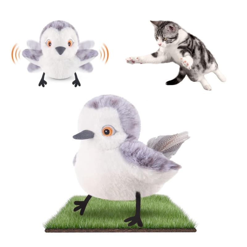 Migipaws Jouet pour Chats Oiseau battant, gazouillis de bécassine Plus Vrai Que Nature, Jouet activé par Le Toucher pour Chats,
