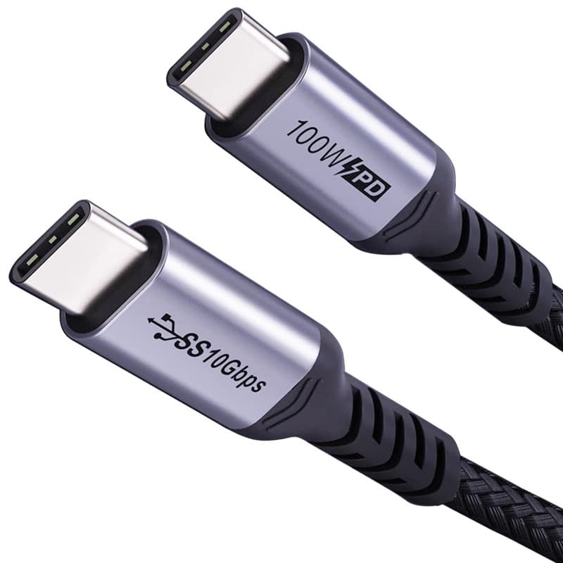 SUMPK Câble USB C à USB C court de 50 cm 2 paquets, 3.1 Gen 2 10 Gbps 100W 4K USB C câble de charge rapide pour la transmission