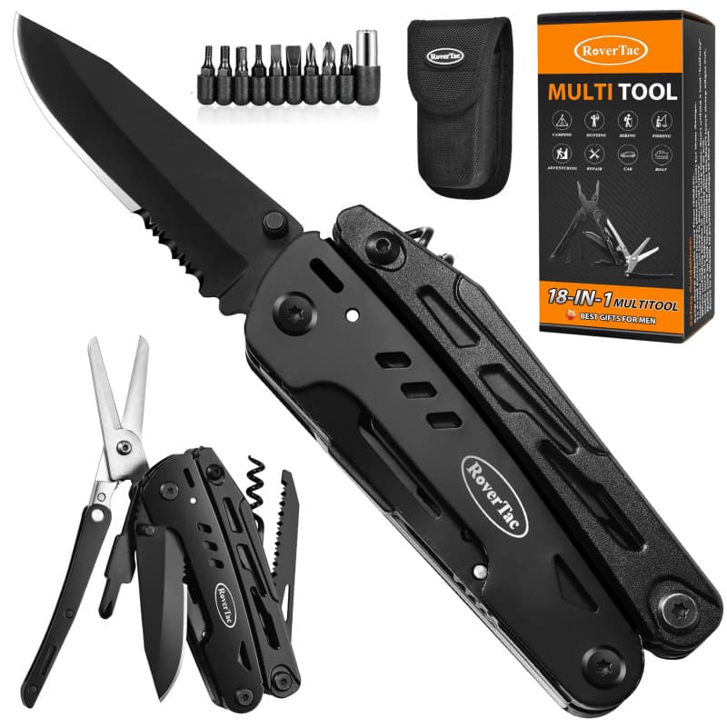 Couteau de Survie Pince Multifonctions - Cadeau Homme 18 en 1 Outil Multifonction Couteau Pliant Gadget Insolite Utile pour Exté