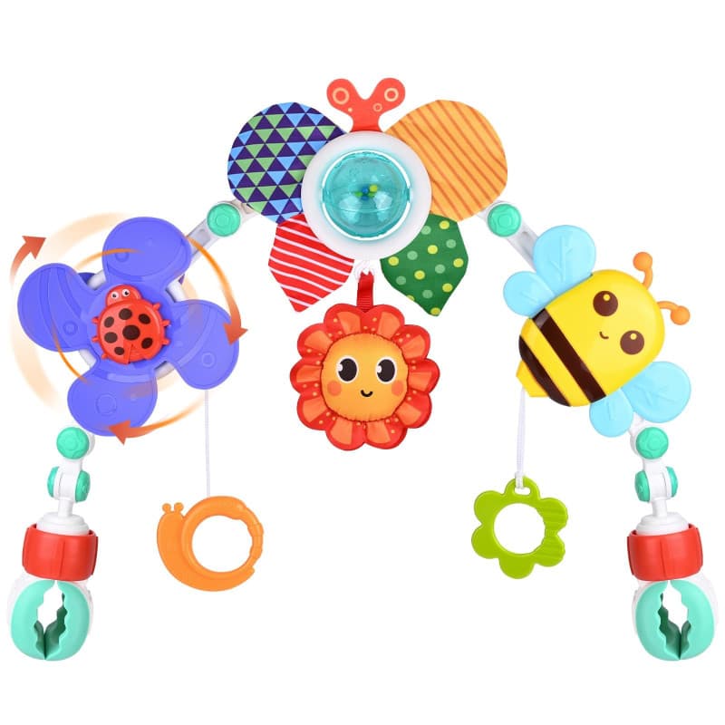 Gaethra Arche de Poussette, Jouets musicaux Mobiles Honeybee Crib, Jouet à emporter avec Support d'activité sensorielle Pliable